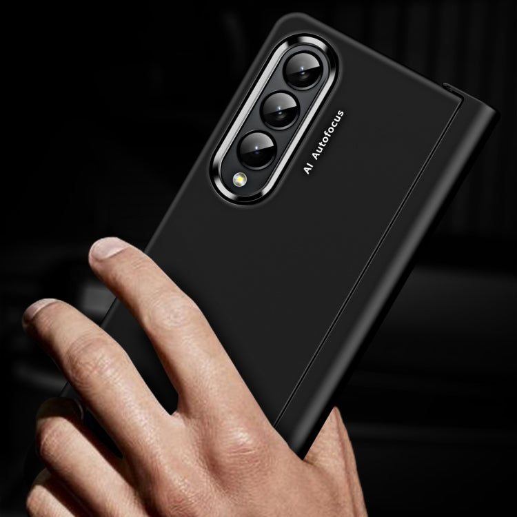 For Samsung Galaxy Z Fold4 5G Skin Feel Two-color Contact Lens Hinge Flip Phone Case(Pink) - Galaxy Z Fold4 5G Cases by buy2fix | Online Shopping UK | buy2fix