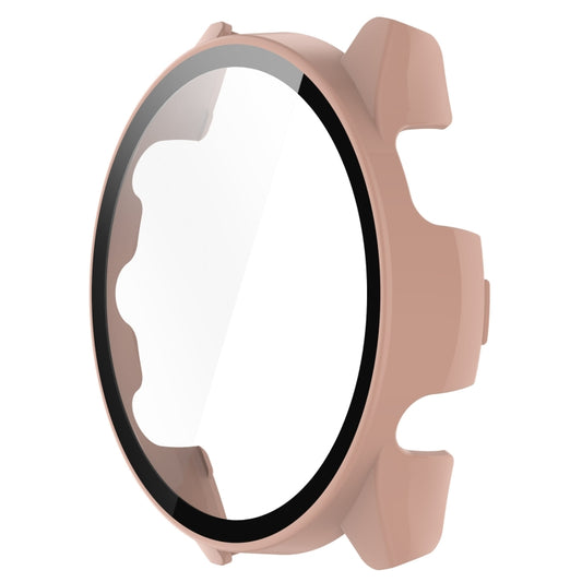 For Garmin Forerunner 265 PC + Tempered Glass Film Integrated Watch Protective Case(Sakura Pink) by buy2fix