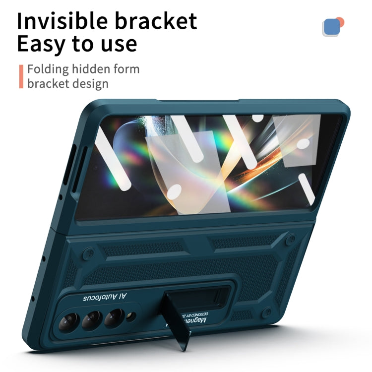 For Samsung Galaxy Z Fold4 5G Integrated TPU Telescopic Hinge Phone Case with Stand(Green) - Galaxy Z Fold4 5G Cases by buy2fix | Online Shopping UK | buy2fix
