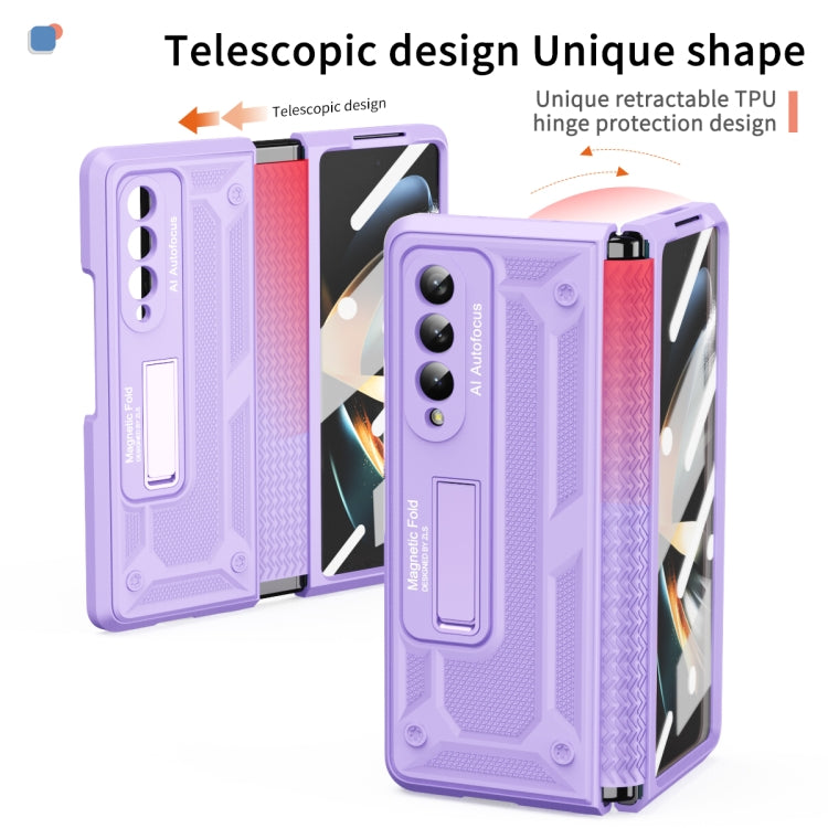 For Samsung Galaxy Z Fold4 5G Integrated TPU Telescopic Hinge Phone Case with Stand(Purple) - Galaxy Z Fold4 5G Cases by buy2fix | Online Shopping UK | buy2fix