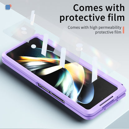 For Samsung Galaxy Z Fold4 5G Integrated TPU Telescopic Hinge Phone Case with Stand(Purple) - Galaxy Z Fold4 5G Cases by buy2fix | Online Shopping UK | buy2fix