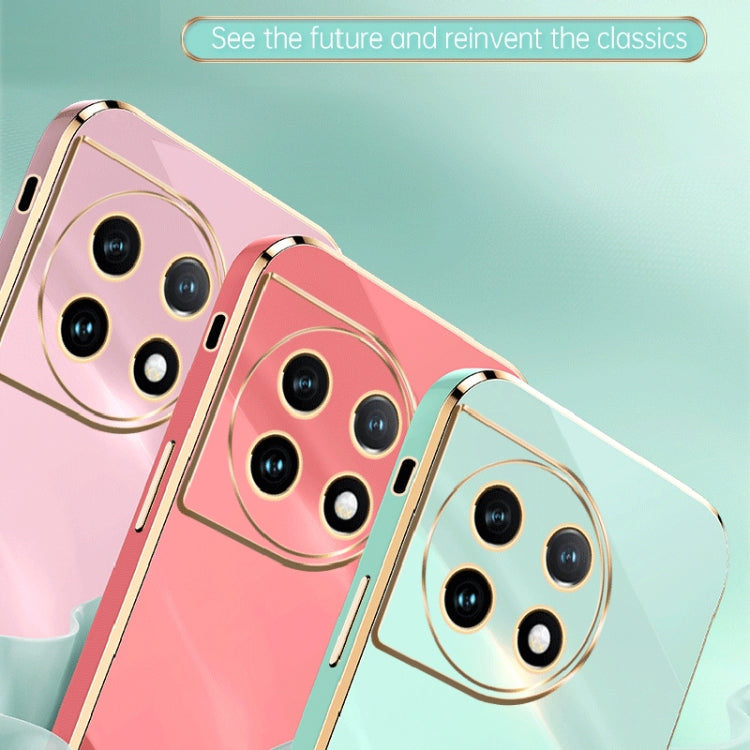 For OnePlus 11 XINLI Straight Edge 6D Electroplate TPU Phone Case(Pink) - OnePlus Cases by XINLI | Online Shopping UK | buy2fix