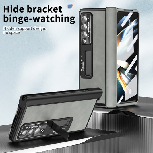 For Samsung Galaxy Z Fold3 5G Napa Pattern All-inclusive Magnetic Phone Case(White) - Galaxy Phone Cases by buy2fix | Online Shopping UK | buy2fix