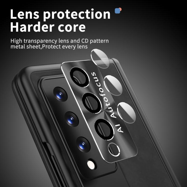 For Samsung Galaxy Z Fold3 5G Napa Pattern All-inclusive Magnetic Phone Case(Black) - Galaxy Phone Cases by buy2fix | Online Shopping UK | buy2fix