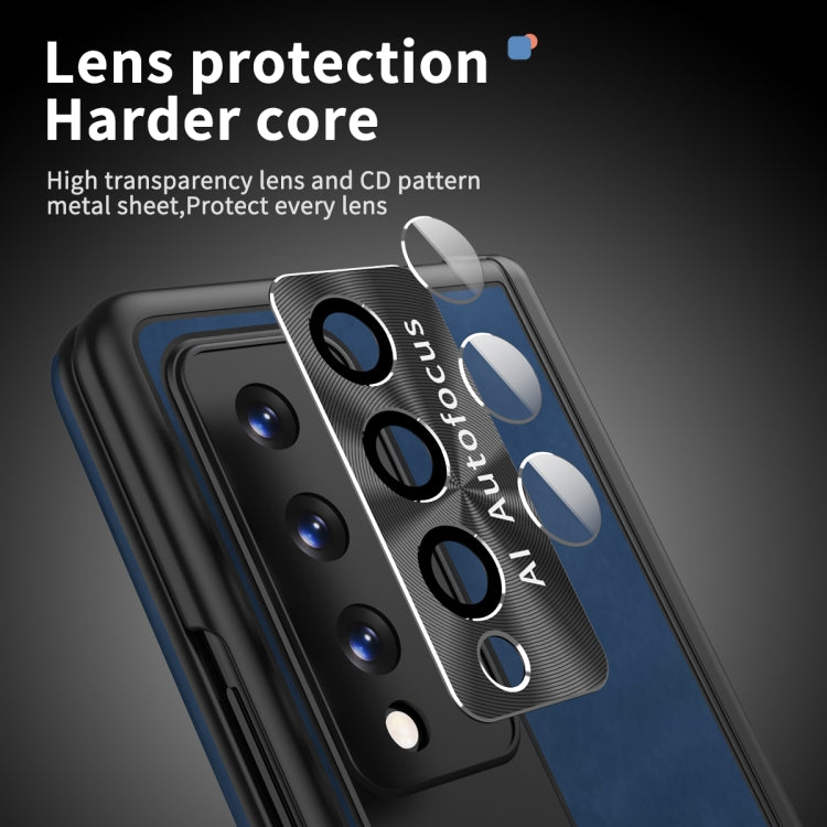 For Samsung Galaxy Z Fold3 5G Napa Pattern All-inclusive Magnetic Phone Case(Royal Blue) - Galaxy Phone Cases by buy2fix | Online Shopping UK | buy2fix