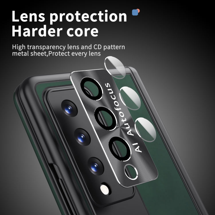 For Samsung Galaxy Z Fold3 5G Napa Pattern All-inclusive Magnetic Phone Case(Green) - Galaxy Phone Cases by buy2fix | Online Shopping UK | buy2fix