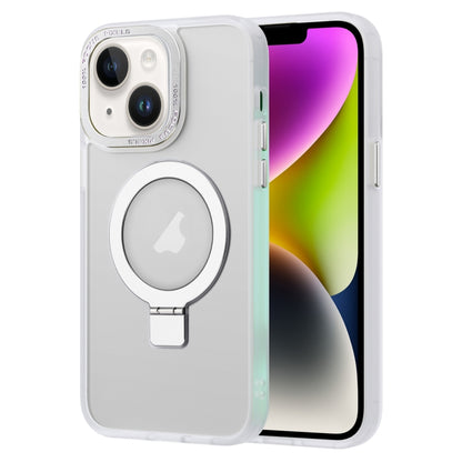 For iPhone 14 Plus Skin Feel MagSafe Magnetic Holder Phone Case(Pink) by buy2fix