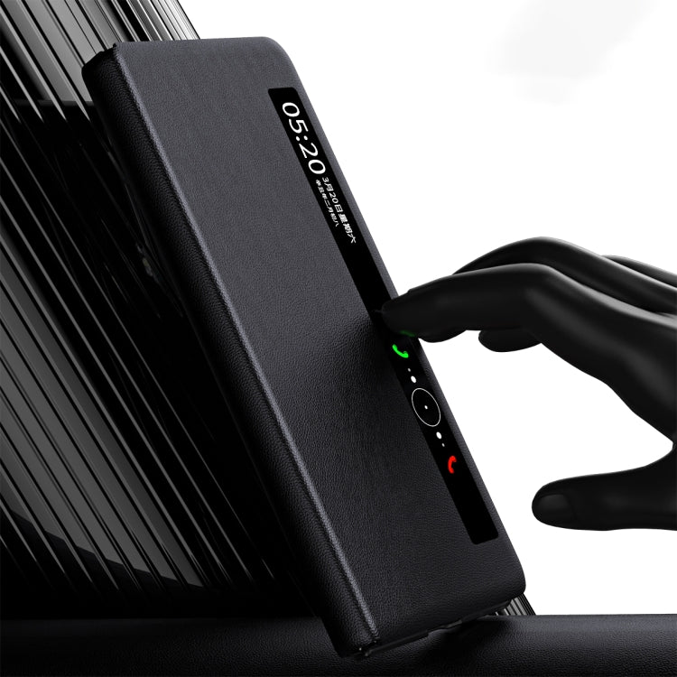 For Honor Magic Vs Side Window View Smart Lychee Texture Leather Phone Case with Pen Slot(Orange) - Honor Cases by buy2fix | Online Shopping UK | buy2fix