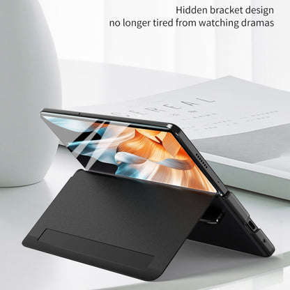 For Honor Magic Vs Side Window View Smart Lychee Texture Leather Phone Case with Pen Slot(Orange) - Honor Cases by buy2fix | Online Shopping UK | buy2fix