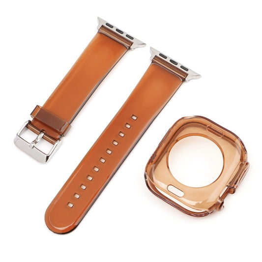 For Apple Watch Ultra 3 / 2 / 1 49mm Glacier Jelly Clear TPU Case Watch Band(Brown) by buy2fix