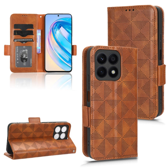For Honor X8a Symmetrical Triangle Leather Phone Case(Brown)