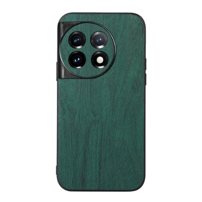 For OnePlus 11 Wood Texture PU Phone Case(Green) - OnePlus Cases by buy2fix | Online Shopping UK | buy2fix