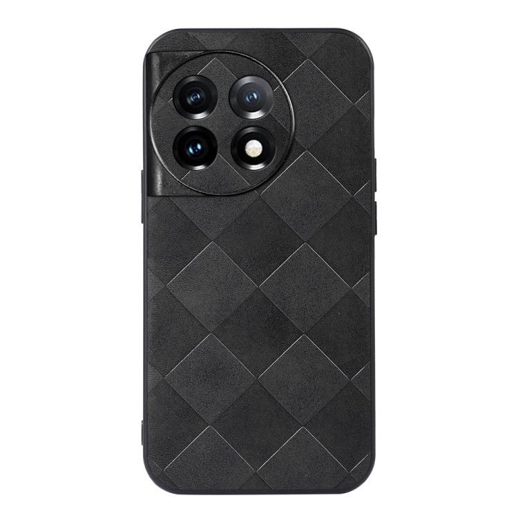 For OnePlus 11 Weave Plaid PU Phone Case(Black) - OnePlus Cases by buy2fix | Online Shopping UK | buy2fix