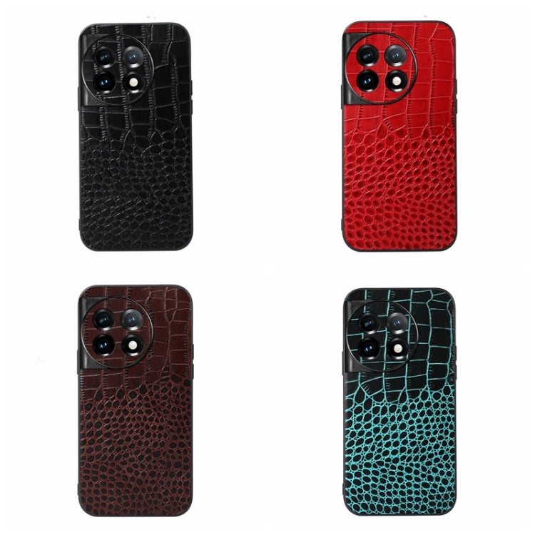 For OnePlus 11 Crocodile Texture Genuine Leather Phone Case(Black) - OnePlus Cases by buy2fix | Online Shopping UK | buy2fix