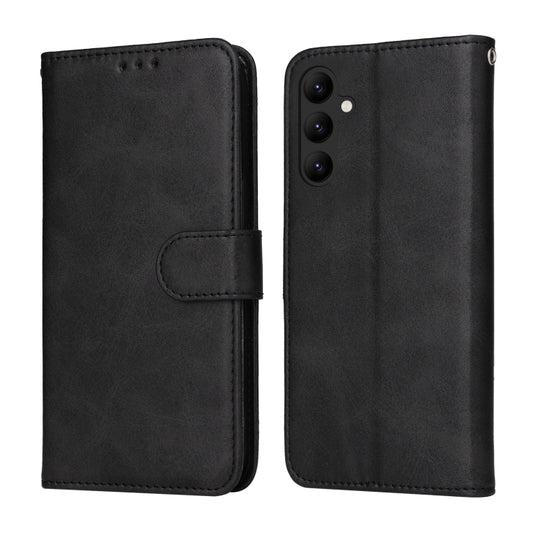 For Samsung Galaxy A24 4G Classic Calf Texture Flip Leather Phone Case(Black)