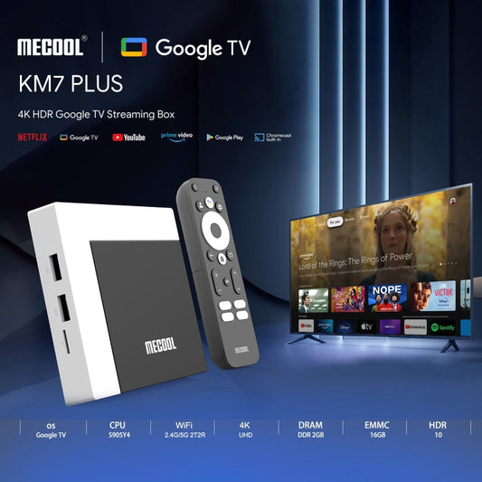 MECOOL KM7 Plus Android 11 Smart TV Set Top Box, Amlogic S905Y4 Quad Core, 2GB+16GB, Plug Type:UK Plug by MECOOL