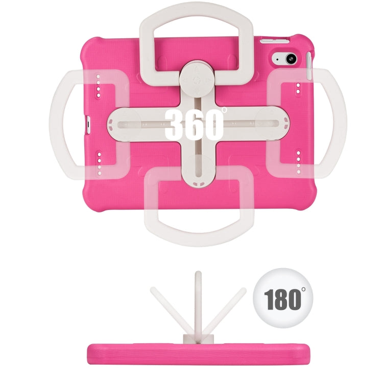 For iPad 2025 / 2022 Shield 360 Rotation Handle EVA Shockproof PC Tablet Case(Rose Red Beige) - iPad 2025 / 2022 Cases by buy2fix | Online Shopping UK | buy2fix