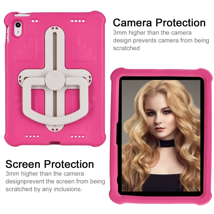 For iPad 2025 / 2022 Shield 360 Rotation Handle EVA Shockproof PC Tablet Case(Rose Red Beige) - iPad 2025 / 2022 Cases by buy2fix | Online Shopping UK | buy2fix