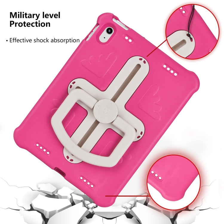 For iPad 2025 / 2022 Shield 360 Rotation Handle EVA Shockproof PC Tablet Case(Rose Red Beige) - iPad 2025 / 2022 Cases by buy2fix | Online Shopping UK | buy2fix