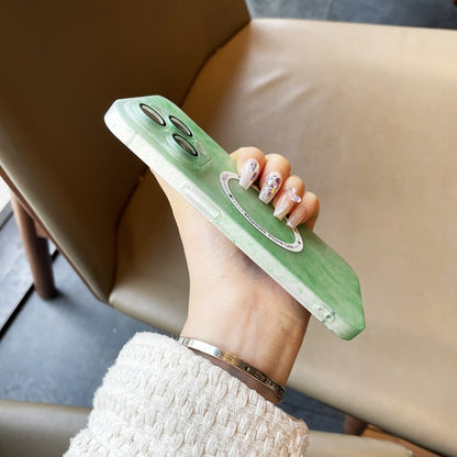 For iPhone 12 Silk Ink Pattern MagSafe PC Phone Case(Green) by buy2fix