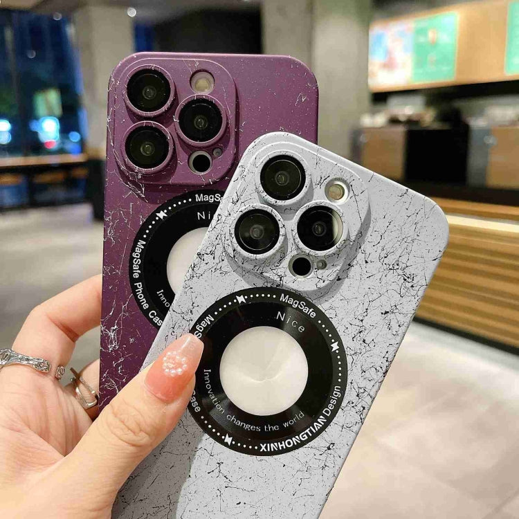 For iPhone 14 Pro Max Marble Pattern MagSafe PC Phone Case(Purple) - iPhone 14 Pro Max Cases by buy2fix | Online Shopping UK | buy2fix