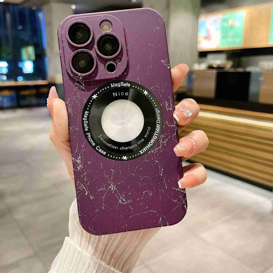 For iPhone 14 Plus Marble Pattern MagSafe PC Phone Case(Purple) - iPhone 14 Plus Cases by buy2fix | Online Shopping UK | buy2fix