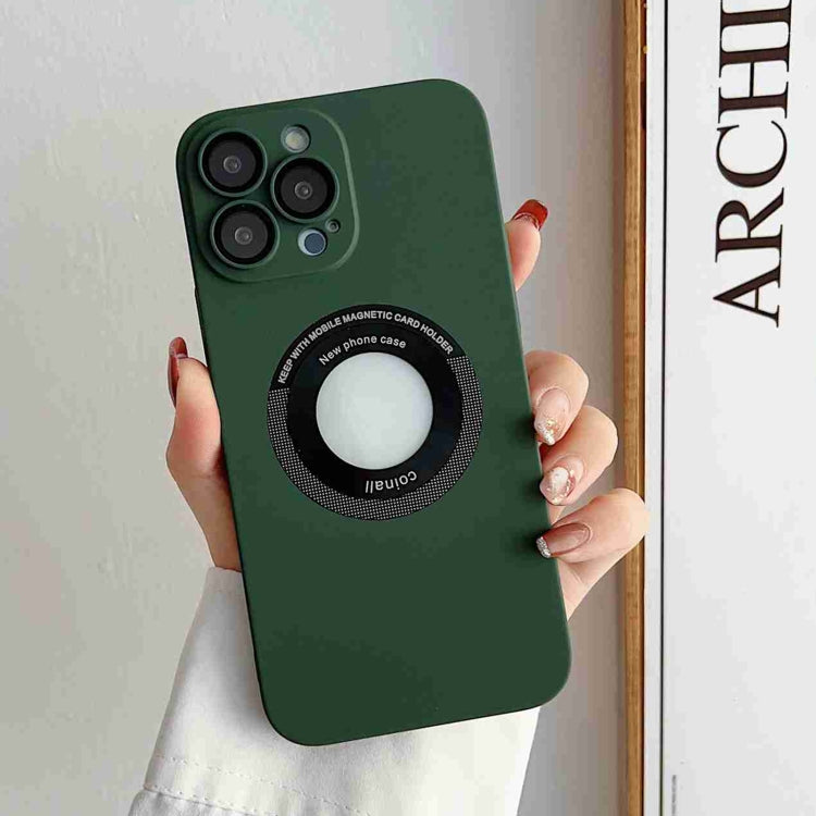 For iPhone 14 Skin Feel CD Texture MagSafe Magnetic Phone Case(Dark Green) - iPhone 14 Cases by buy2fix | Online Shopping UK | buy2fix