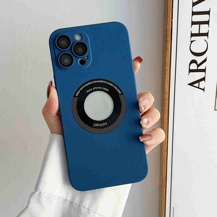 For iPhone 14 Plus Skin Feel CD Texture MagSafe Magnetic Phone Case(Royal Blue) by buy2fix