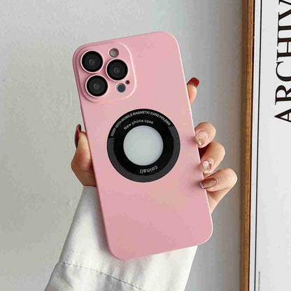 For iPhone 14 Plus Skin Feel CD Texture MagSafe Magnetic Phone Case(Pink) - iPhone 14 Plus Cases by buy2fix | Online Shopping UK | buy2fix