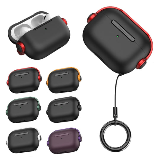 For AirPods Pro 2 Wireless Earphones TPU Protective Case(Black Red) by buy2fix
