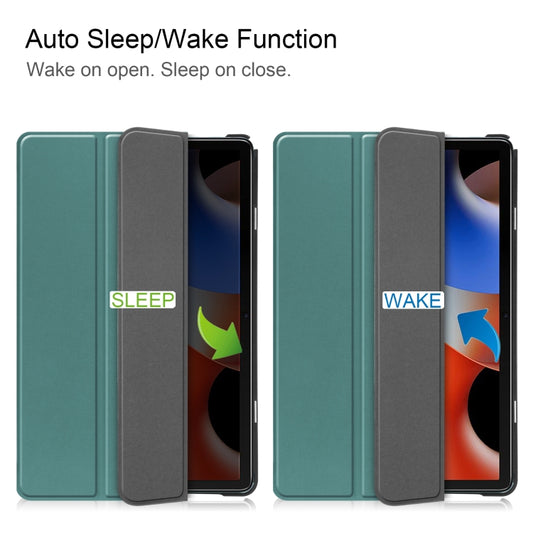 For Blackview Oscal Pad 10 Custer Pure Color 3-Fold Holder Smart Leather Tablet Case(Dark Green) by buy2fix