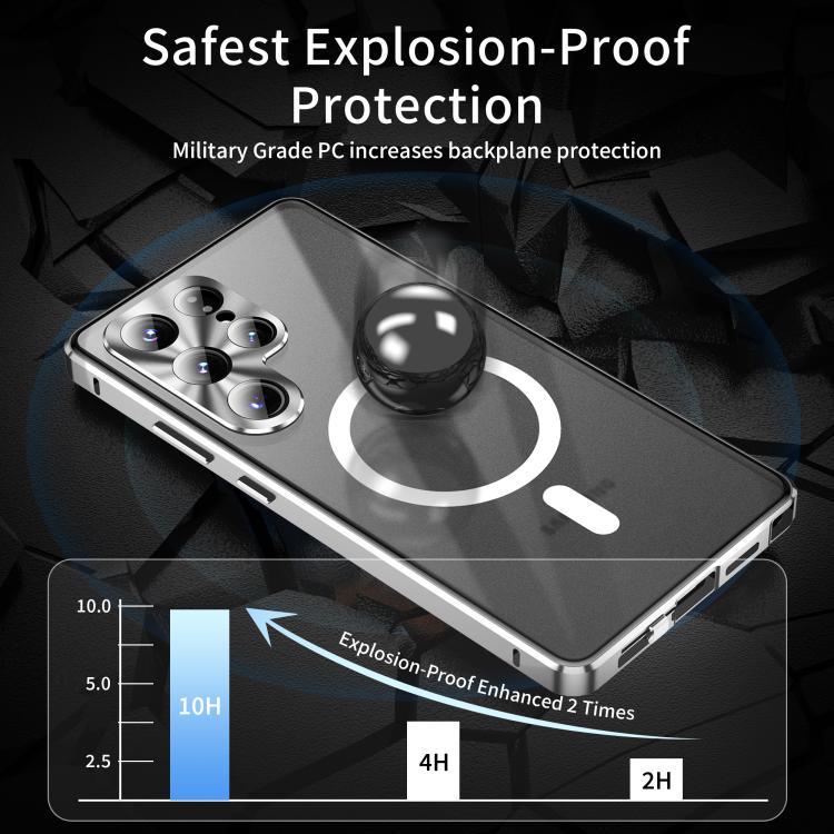 For Samsung Galaxy S25 Ultra 5G HD Full Cover Magsafe Magnetic Metal Tempered Glass Phone Case(Black) - Galaxy S25 Ultra 5G Cases by buy2fix | Online Shopping UK | buy2fix