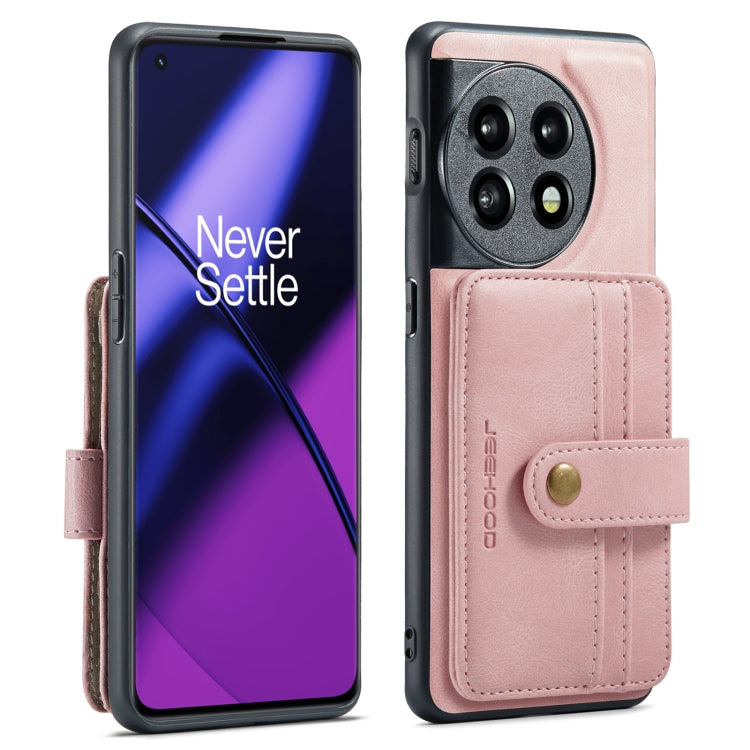 For OnePuls 11 JEEHOOD RFID Blocking Anti-Theft Magnetic PU Phone Case(Pink) - OnePlus Cases by JEEHOOD | Online Shopping UK | buy2fix