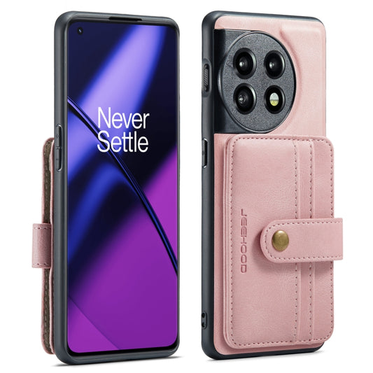 For OnePuls 11 JEEHOOD RFID Blocking Anti-Theft Magnetic PU Phone Case(Pink) - OnePlus Cases by JEEHOOD | Online Shopping UK | buy2fix