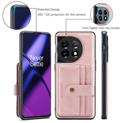 For OnePuls 11 JEEHOOD RFID Blocking Anti-Theft Magnetic PU Phone Case(Pink) - OnePlus Cases by JEEHOOD | Online Shopping UK | buy2fix