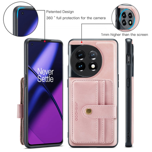 For OnePuls 11 JEEHOOD RFID Blocking Anti-Theft Magnetic PU Phone Case(Pink) - OnePlus Cases by JEEHOOD | Online Shopping UK | buy2fix