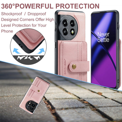 For OnePuls 11 JEEHOOD RFID Blocking Anti-Theft Magnetic PU Phone Case(Pink) - OnePlus Cases by JEEHOOD | Online Shopping UK | buy2fix