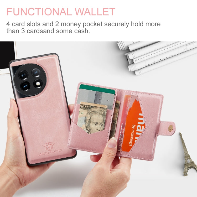 For OnePuls 11 JEEHOOD Retro Magnetic Detachable Protective Phone Case with Wallet & Card Slot(Pink) - OnePlus Cases by JEEHOOD | Online Shopping UK | buy2fix