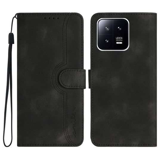 For Xiaomi 13 Pro Heart Pattern Skin Feel Leather Phone Case(Black)