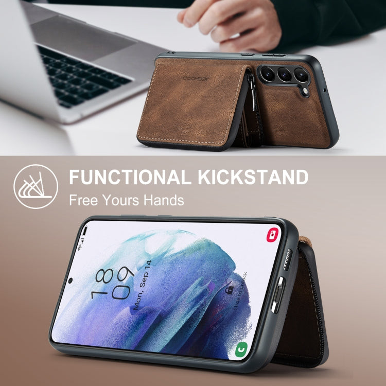 For Samsung Galaxy A54 5G / A54 4G JEEHOOD Magnetic Zipper Horizontal Flip Phone Leather Case(Brown) - Galaxy Phone Cases by JEEHOOD | Online Shopping UK | buy2fix