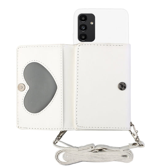 For Samsung Galaxy A34 5G Crossbody Lanyard Wallet Card Bag Phone Case(White)