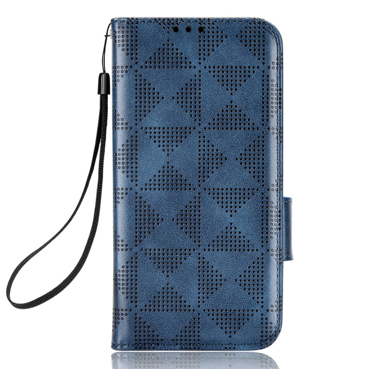 For OnePlus 11 5G Symmetrical Triangle Leather Phone Case(Blue) - OnePlus Cases by buy2fix | Online Shopping UK | buy2fix