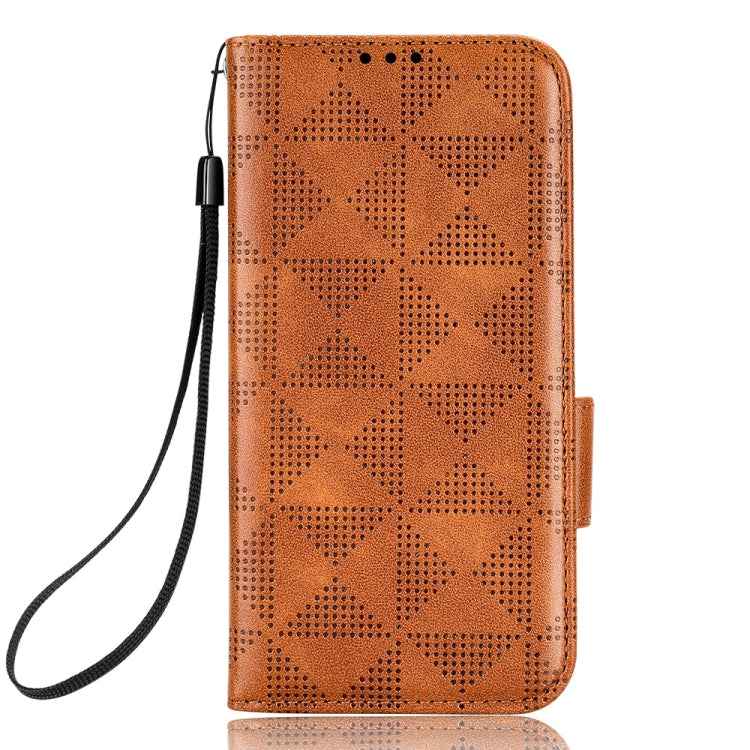 For OnePlus 11 5G Symmetrical Triangle Leather Phone Case(Brown) - OnePlus Cases by buy2fix | Online Shopping UK | buy2fix