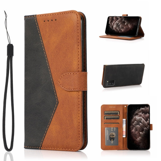 For Samsung Galaxy A02s EU / M02s Dual-color Stitching Leather Phone Case(Black Brown)