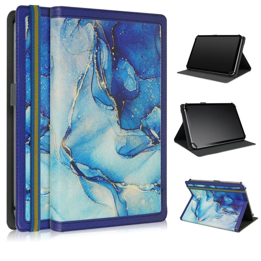 For 10 inch Marble Pattern Stitching Leather Tablet Case(Blue) - 10 - 11 inch by buy2fix | Online Shopping UK | buy2fix