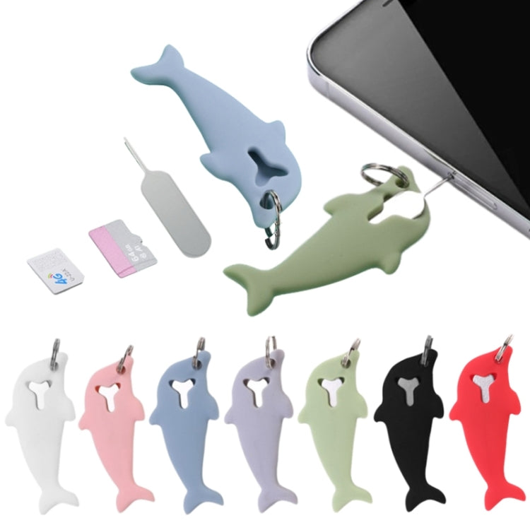 3pcs 2 in 1 Phone Tablet Card Removal Needle Dolphin Shape Card Opening Needle Cover(White) - SIM Card Tool by buy2fix | Online Shopping UK | buy2fix