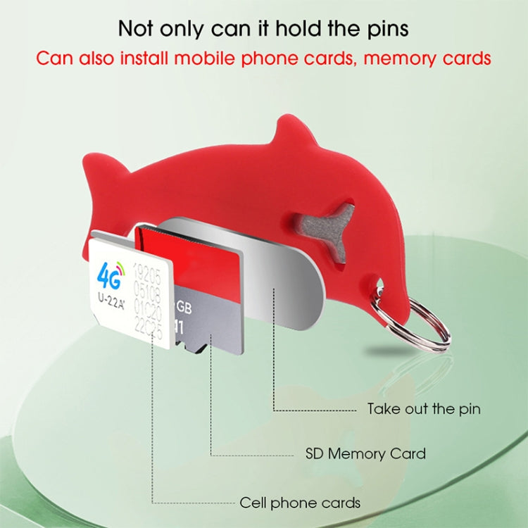 3pcs 2 in 1 Phone Tablet Card Removal Needle Dolphin Shape Card Opening Needle Cover(Red) - SIM Card Tool by buy2fix | Online Shopping UK | buy2fix