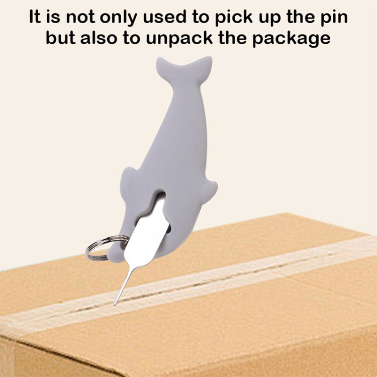 3pcs 2 in 1 Phone Tablet Card Removal Needle Dolphin Shape Card Opening Needle Cover(White) - SIM Card Tool by buy2fix | Online Shopping UK | buy2fix