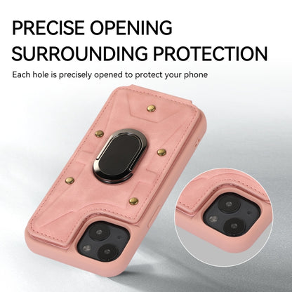 For iPhone 14 Plus Armor Ring Wallet Back Cover Phone Case(Pink) by buy2fix