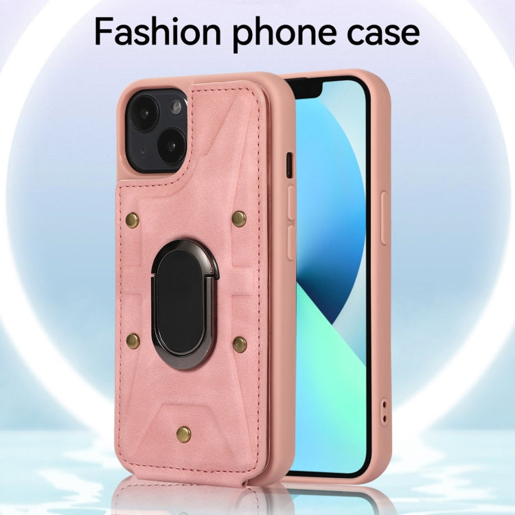 For iPhone 13 Armor Ring Wallet Back Cover Phone Case(Pink) by buy2fix